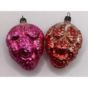 Vintage Polish Poland Fruit Berries Ornaments set 2, one Pink one Red SEE READ